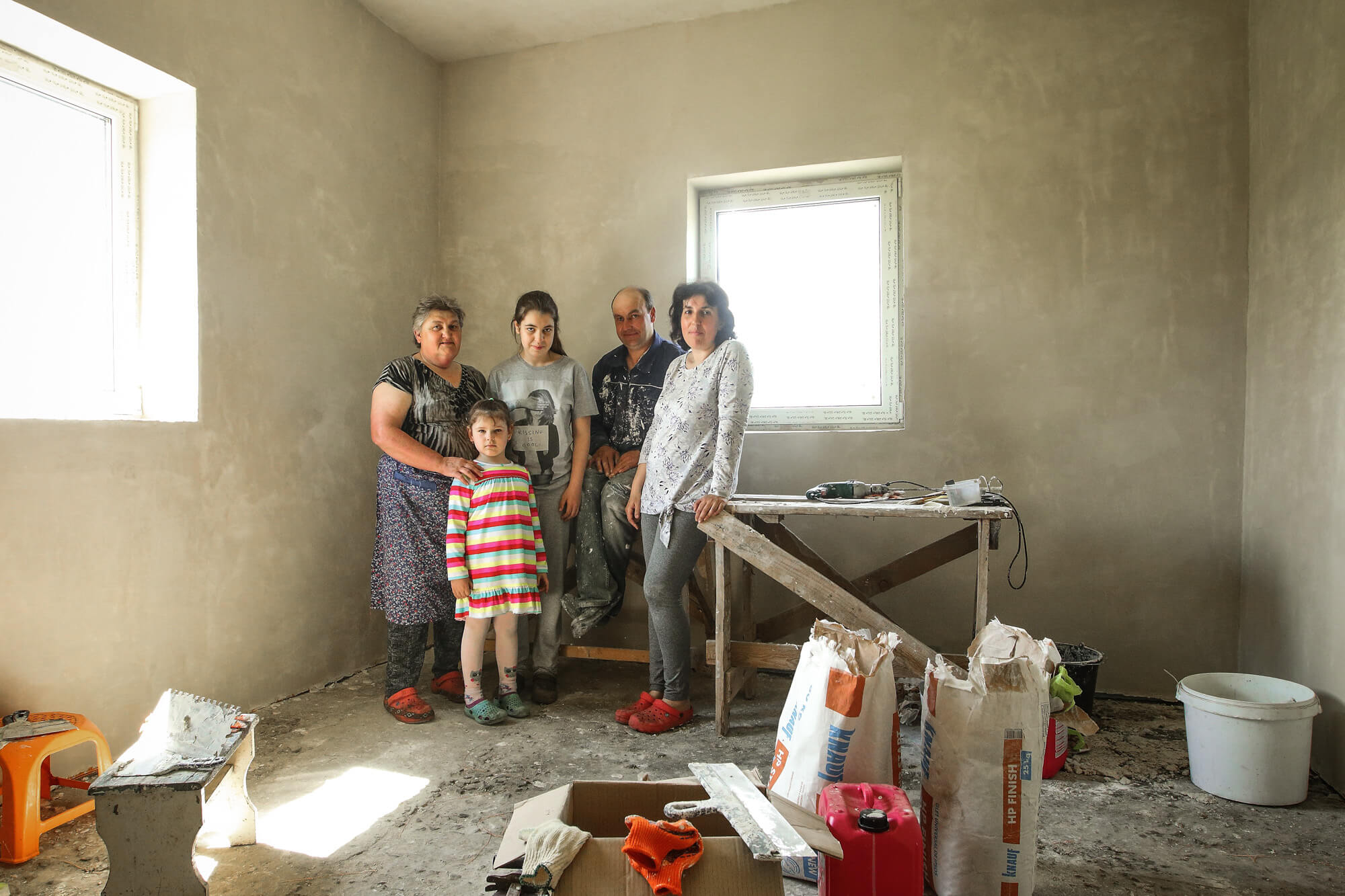 Family in a liberated village in the Kyiv Region